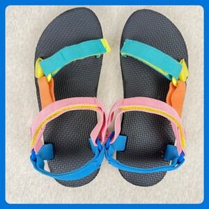 Teva Original Universal Kids Rainbow Platform Sandals Multi Color Youth Size 4